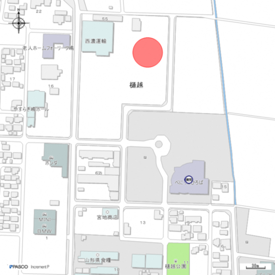 地図：コンフォート ヤマガタ グラウンド・ゴルフ場へのアクセス