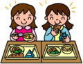 イラスト：給食を食べる様子