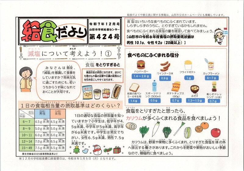 リーフレット：給食だより令和7年12月号