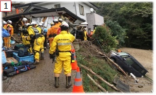 写真1：緊急消防援助隊活動の様子1(令和元年台風第19号)