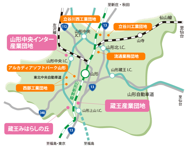 地図：産業団地位置関係図