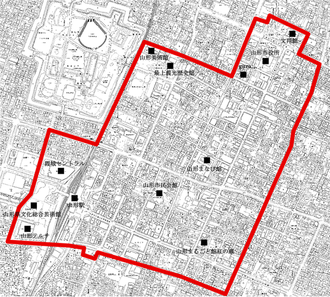 地図:山形市中心市街地