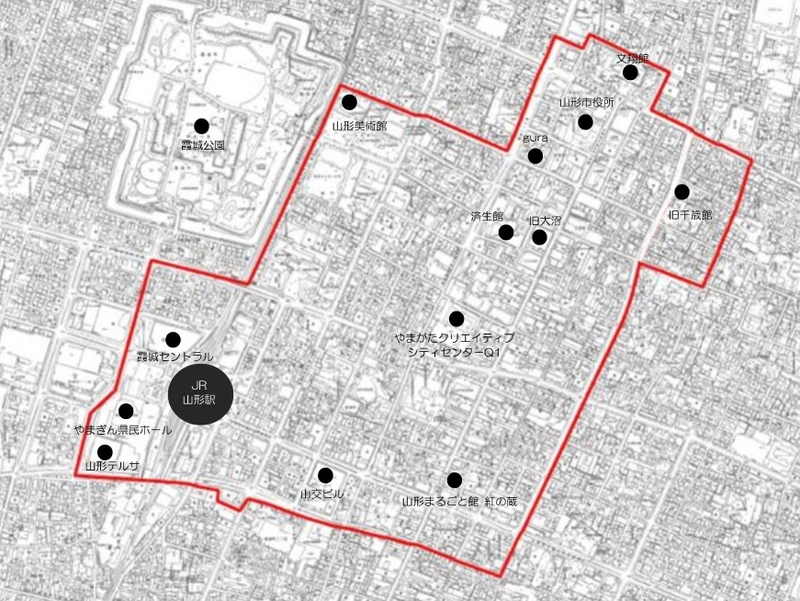 地図：山形市中心市街地