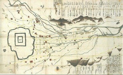 s 戦前 地図 文化年間 四ヶ村堰絵図/山形県 米沢市 高畠町 羽