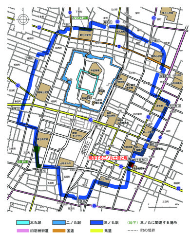 地図：山形城の範囲