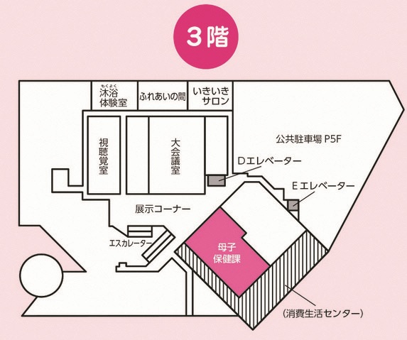 イラスト：3階（母子保健課事務室）配置図
