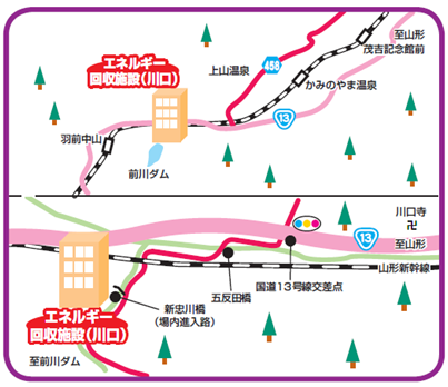 地図：エネルギー回収施設（川口）へのアクセス