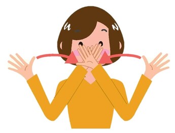 両手のひらを前に向け、倒しながら胸の前で交差させている女性のイラスト