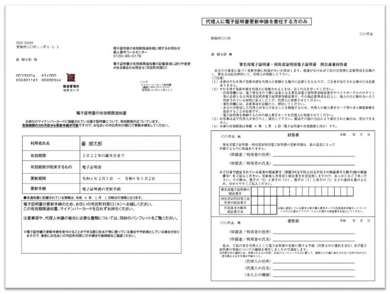 有効期限通知書（電子証明書更新のみ）見本