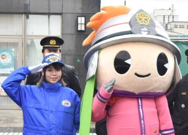 安心安全守ります！消防出初め式下