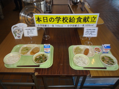 実際の給食の展示した写真