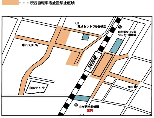 地図：自転車等放置禁止区域