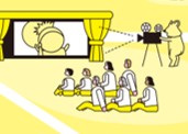 野外上映会のイラスト