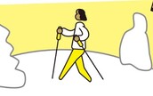 スノートレッキングをしているイラスト