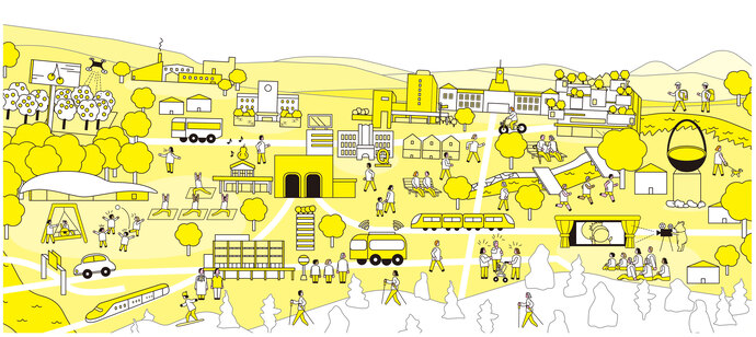 山形市の未来の姿のイラスト