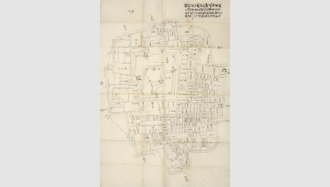 Illustration of Mansions in Yamagata Castle (MATSUDAIRA Naonori Era) in Mogami Yoshiaki Historical Museum